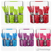 Jual SENDOK SET POLKADOT STAINLESS 24 PCS/ SENDOK GARPU PISAU SET Murah