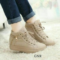 Jual Sepatu Sneaker Wedges Boot Kets Tali Coklat Mocca Murah Murah