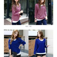 Jual Baju Wanita Lengan Panjang / Jessica Double Layered / Kaos Cewek Murah
