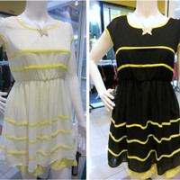 Mini Dress Remaja Anak Gaun Pesta Casual White Yellow Putih Kuning