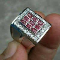 Cincin merah ruby dan berlian for man (code TZ7255)