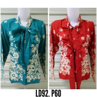 Jual Atasan baju wanita blouse katun rayon lengan panjang motif batik Murah
