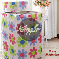 Jual Cover Mesin Cuci FLOWER (Bahan Satin Tebal, Anti Air, Anti Panas) Murah