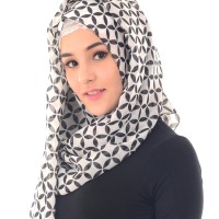 (Diskon 50%!) Hijab/Jilbab IH Pashmina monokrom