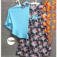 gamis anak katun jepang / dress motif bunga / baju muslim anak