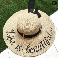 Jual topi pantai bisa di bordir nama Murah