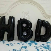 Jual Balon Foil Huruf Angka Hitam / Black 40cm Murah
