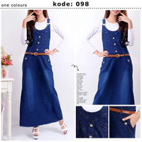 NEW Overall jeans jumpsuit rok panjang kancing lipatan hijabers werpak