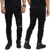 Jual Jeans Ripped Extra Damage Black/ celana jeans robek sobek hitam keren Murah