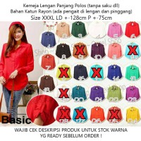 Jual Kemeja Wanita Polos Jumbo 1 ukuran Fit to XXXL- XXXXL Hitam & Putih Murah