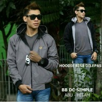 Jual Jaket DC Bolak Balik Abu Tua - Hitam Pria Wanita Bandung Waterproof Murah