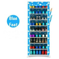 Jual RAK SEPATU KAIN 10 TINGKAT (9 SUSUN) LH-10/ SHOES DUST COVER BLUE FEET Murah