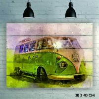 Jual Hiasan dinding pajangan poster kayu solid VW combi Murah