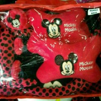 Jual sarung jok mobil universal 18 in 1 motif mickey mouse merah bintik hit Murah