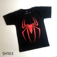 Jual Kaos Anak Pria Cowok Super Hero SPIDERMAN Hitam - SH103 Murah