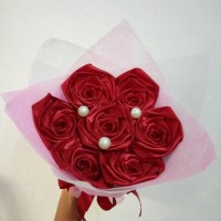 Jual buket bunga satin handmade hadiah valentine wisuda ultah Murah