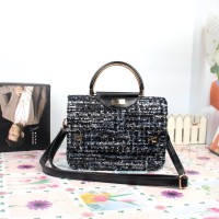 tas jinjing hitam rainbow gagang emas kuat kain wool import simplicite