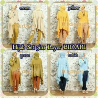 Jual Baju Wanita Pakaian Maxi + Pashmina Hijab Set 3in1 Layer BIDARI Murah
