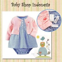 Jual Dress Bayi Baju Bayi Branded Jumpsuit Rok Dress Stripe Bolero Softpink Murah
