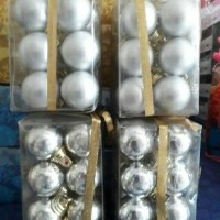 Jual Aksesoris Hiasan Natal Ornamen Bola Silver Kecil Isi 12 Pcs Murah