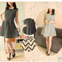 dress Zigzag Baju Fashion Wanita Dress Wanita Midi Dress Gaul