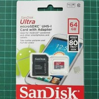 Jual Micro SD SanDisk ultra UHS-1 64Gb class 10 speed 80Mb/s with adaptor Murah