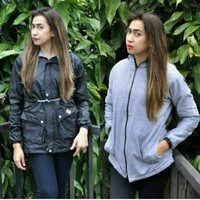 jaket pria wanita jaket vans parka hitam combi abu
