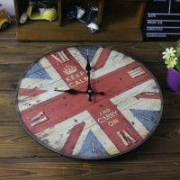 Jual Jam Dinding Vintage Jam Kayu Bendera Inggris ( 716-127) Murah