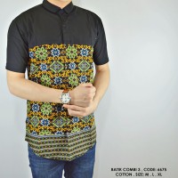 Jual Koleksi terbaru KEMEJA BATIK SONGKET KOMBINASI POLOS HITAM COWOK Murah