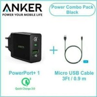 ANKER PowerPort Plus 1 Port Quick Charge 3.0 With Micro USB Cable 3ft