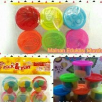 Jual Fun doh pick and play mainan clay lilin toples cetakan Murah