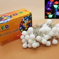 Jual lampu natal led bola kelereng anggur kabel putih / Lampu Hias Murah