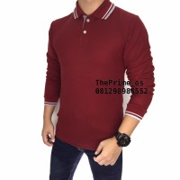 kaos polo shirt , polo shirt pria , kaos polo Panjang Maroon