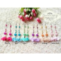 Jual anting hijab earing frill mutiara bulat rantai bros jilbab Murah