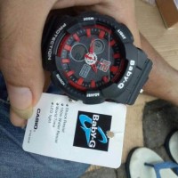 Jual Jam Tangan Wanita Casio G-Shock Baby-G Bga 120 Black Red 2 Stjm85