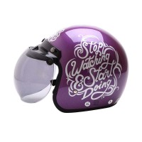 WTO Helmet Retro Bogo Stop Watching Helm Half Face - Purple