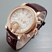 Jual Jam Tangan Wanita Aigner Bari Diamond Gold Leather Dark Brown Murah