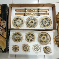 Jual 1 set barbel/dumbel besi chrome gold 15kg Murah
