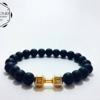 Jual Gelang pria batu Dumbbell gold Murah