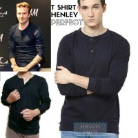 Jual KAOS HENLEY/KAOS KANCING POLOS/KAOS HITAM DAN BIRU Murah