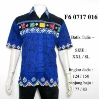 Jual hem batik tulis biru jumbo XXL / kemeja batik etnik murah 3L F60717016 Murah