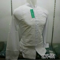 Jual Baju Muslim Pria Baju Koko Putih Lengan Panjang Bordir Putih LWV S01 Murah