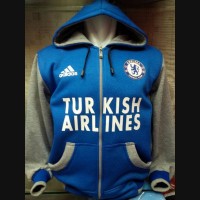 Jual JAKET HOODIE SWEATER BASEBALL BOLA CHELSEA BIRU ABU Murah