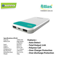 Hippo Atlas 12000MAH SP Simple Pack PowerBank Bagus Kuat Tahan Murah
