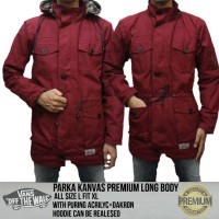 OP3867 Jaket Parka Kanvas Premium Long Body Maroon KODE Bimb4344