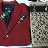 Jual OP3065 Jaket Blazer FLEECE MAROON Jas Pria Casual S KODE Bimb3542 Murah