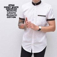 Jual Kemeja Polos Pria Short Grandad | Baju Cowok Polosan Kerah Shanghai Murah