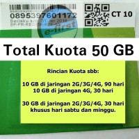 Jual kartu perdana internet cinta 10 / kuota data tri 3 three 50gb 50 gb Murah