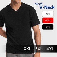 Jual Baju Kaos Polos V-Neck Kaos Oblong Distro Jumbo Big Size XXL 3XL 4XL Murah