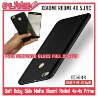 Jual Case Xiaomi Redmi 4X Carbon Fiber + Tempered glass Color Full Screen Murah